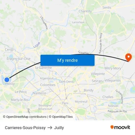 Carrieres-Sous-Poissy to Juilly map