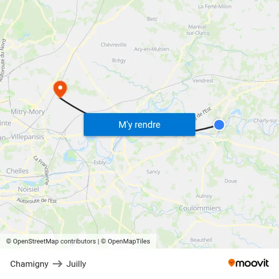 Chamigny to Juilly map