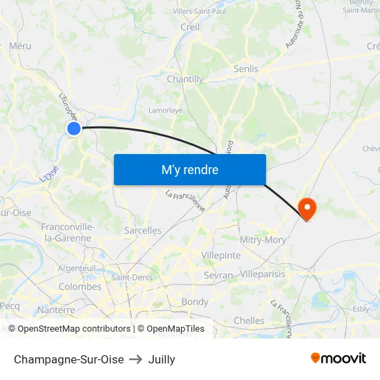 Champagne-Sur-Oise to Juilly map