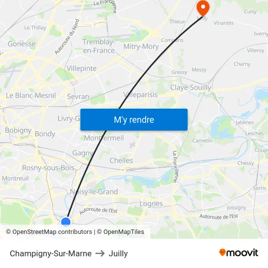Champigny-Sur-Marne to Juilly map
