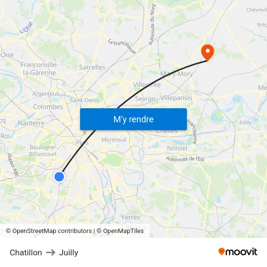 Chatillon to Juilly map