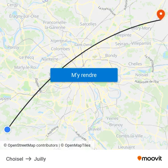 Choisel to Juilly map