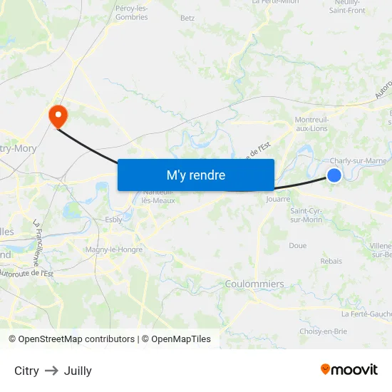 Citry to Juilly map