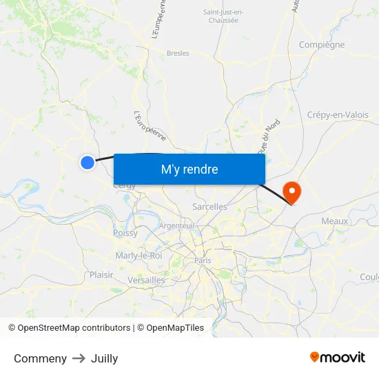 Commeny to Juilly map