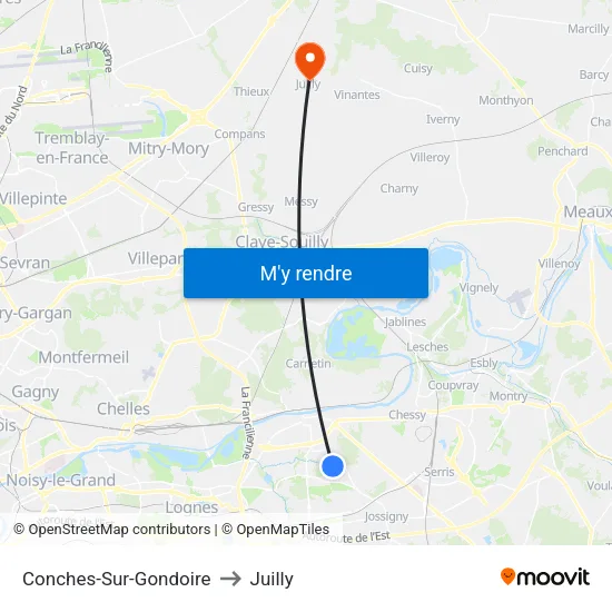 Conches-Sur-Gondoire to Juilly map