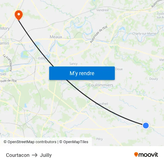 Courtacon to Juilly map