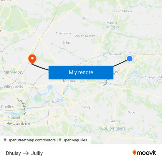 Dhuisy to Juilly map
