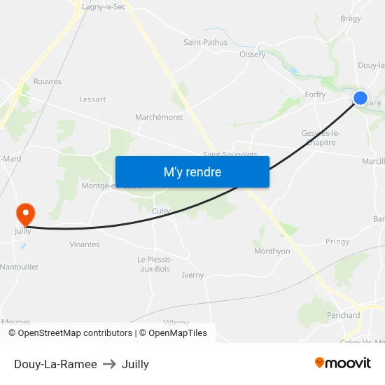 Douy-La-Ramee to Juilly map