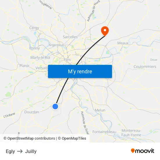 Egly to Juilly map