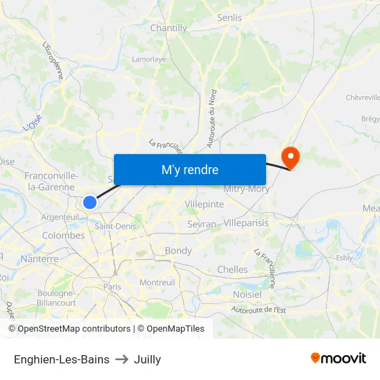 Enghien-Les-Bains to Juilly map