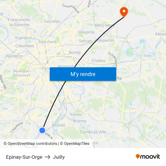 Epinay-Sur-Orge to Juilly map