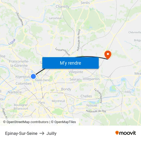 Epinay-Sur-Seine to Juilly map