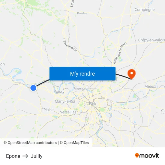 Epone to Juilly map