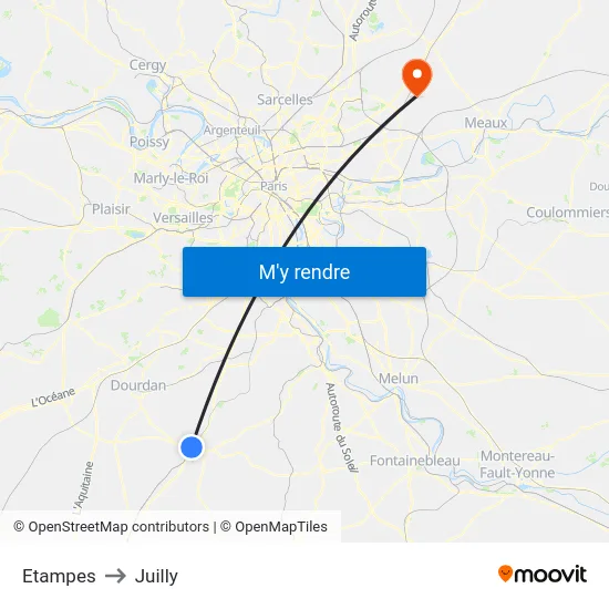 Etampes to Juilly map