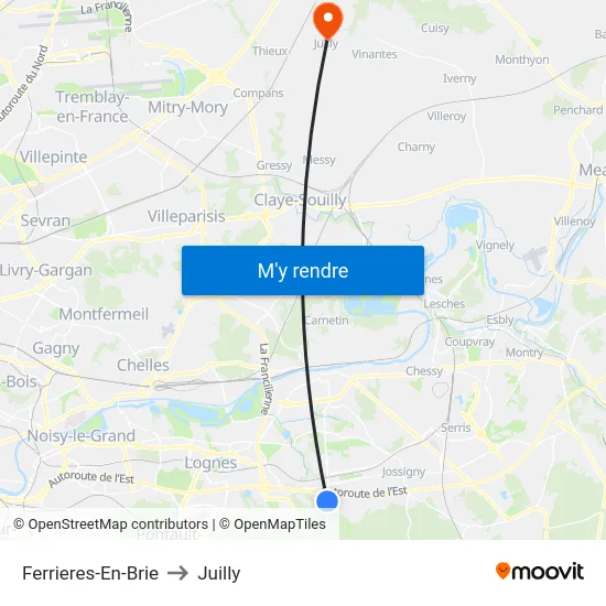 Ferrieres-En-Brie to Juilly map