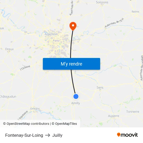 Fontenay-Sur-Loing to Juilly map