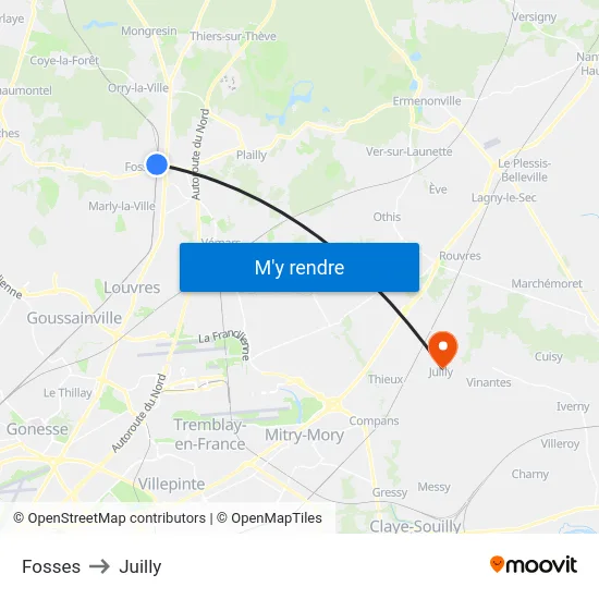 Fosses to Juilly map