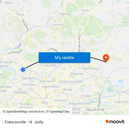 Franconville to Juilly map