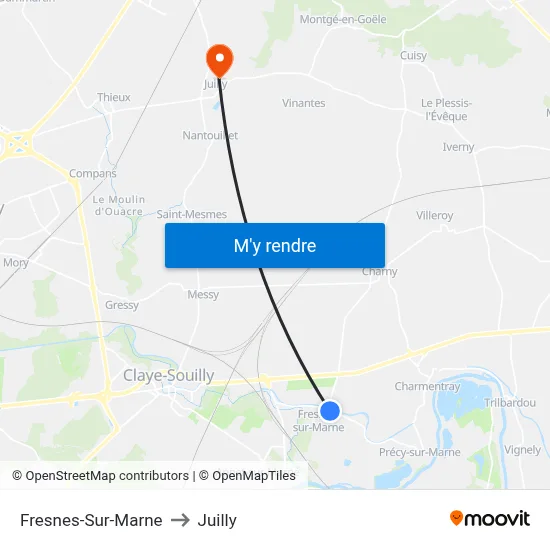 Fresnes-Sur-Marne to Juilly map