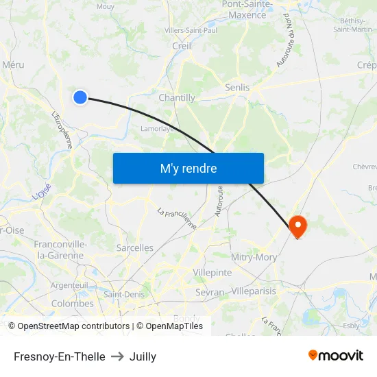Fresnoy-En-Thelle to Juilly map