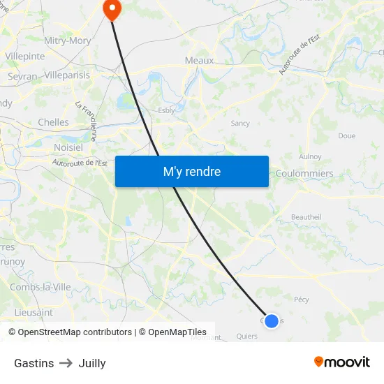 Gastins to Juilly map