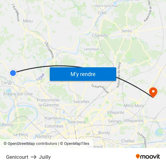 Genicourt to Juilly map