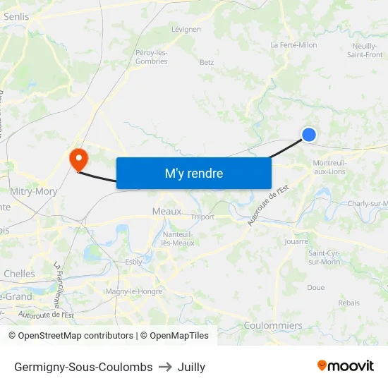 Germigny-Sous-Coulombs to Juilly map
