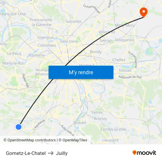 Gometz-Le-Chatel to Juilly map