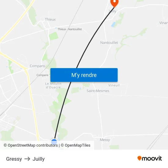 Gressy to Juilly map