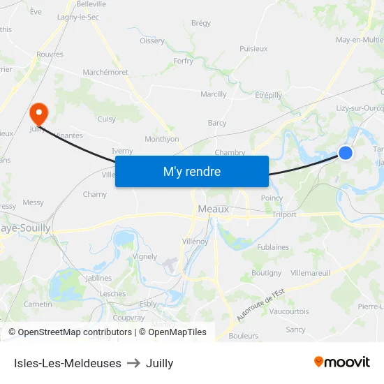 Isles-Les-Meldeuses to Juilly map