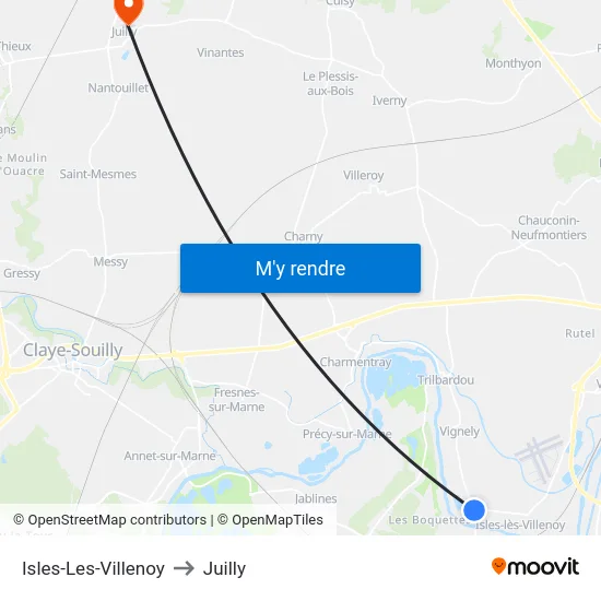 Isles-Les-Villenoy to Juilly map