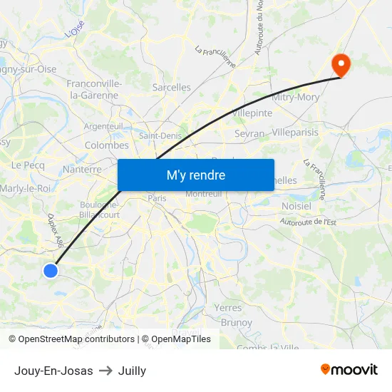 Jouy-En-Josas to Juilly map