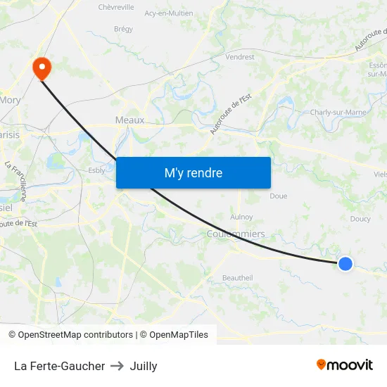 La Ferte-Gaucher to Juilly map