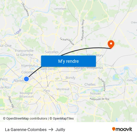 La Garenne-Colombes to Juilly map