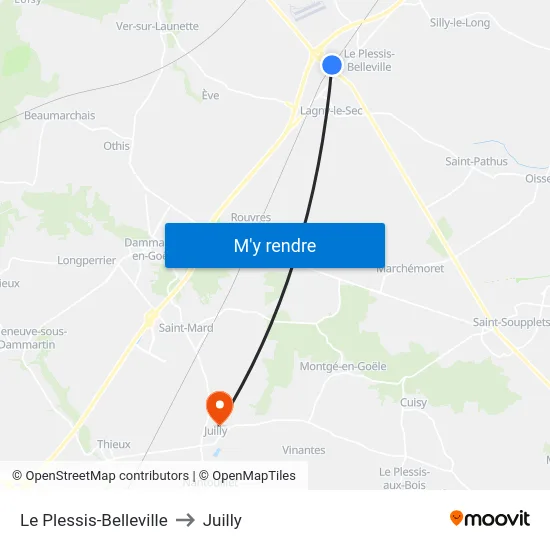 Le Plessis-Belleville to Juilly map