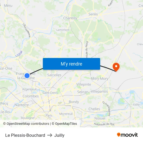 Le Plessis-Bouchard to Juilly map
