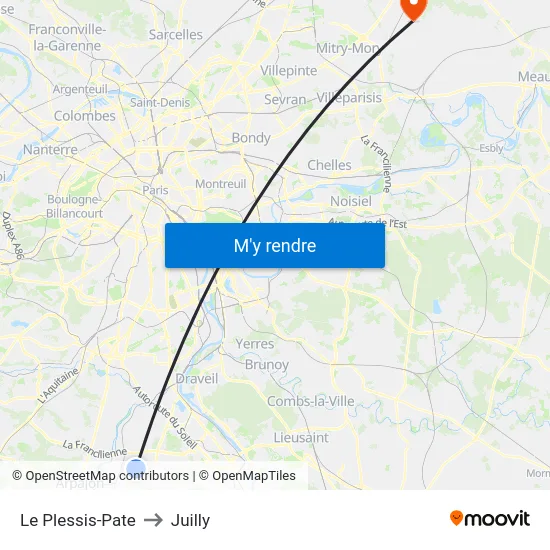 Le Plessis-Pate to Juilly map