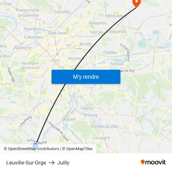 Leuville-Sur-Orge to Juilly map
