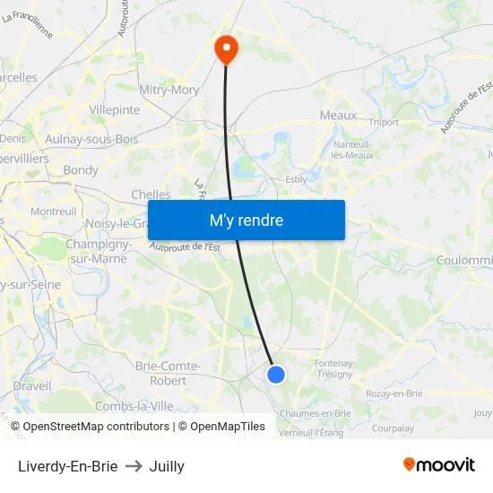 Liverdy-En-Brie to Juilly map
