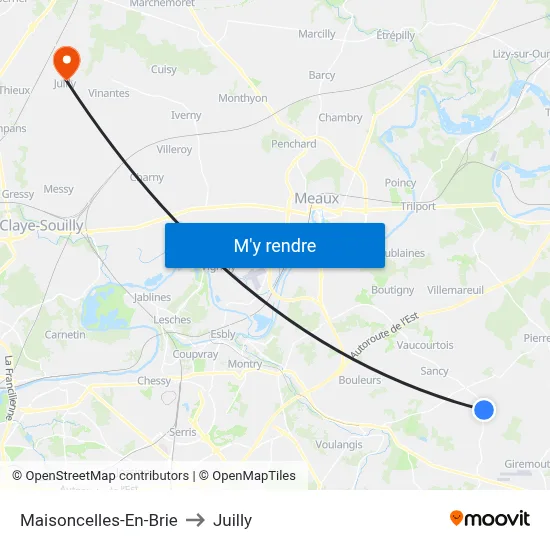 Maisoncelles-En-Brie to Juilly map