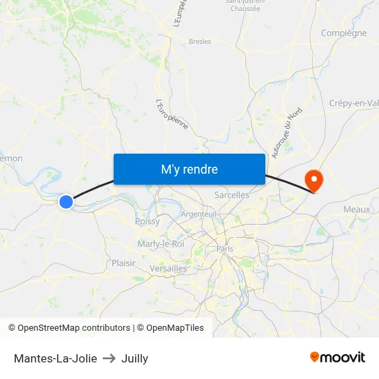 Mantes-La-Jolie to Juilly map
