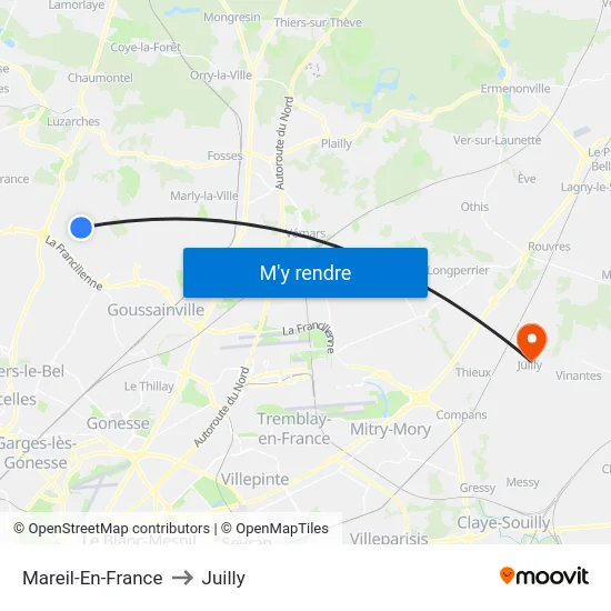 Mareil-En-France to Juilly map