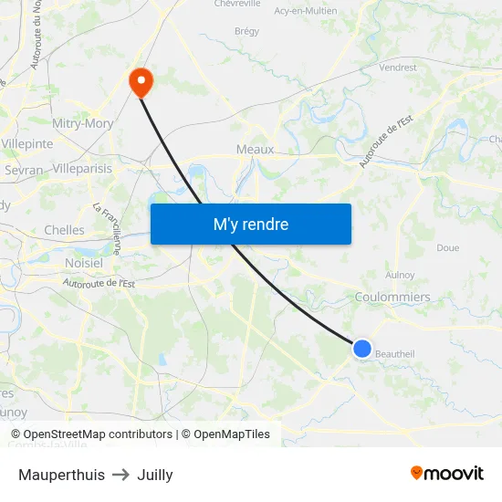Mauperthuis to Juilly map