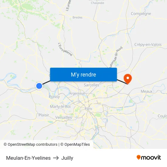Meulan-En-Yvelines to Juilly map