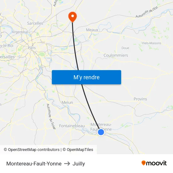 Montereau-Fault-Yonne to Juilly map