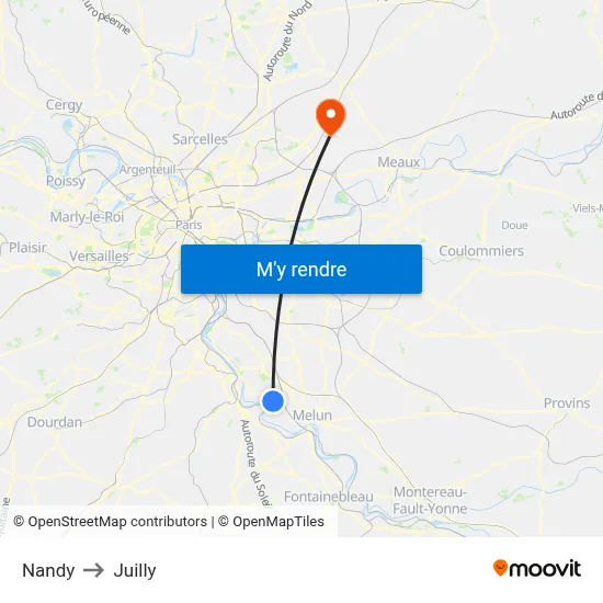 Nandy to Juilly map