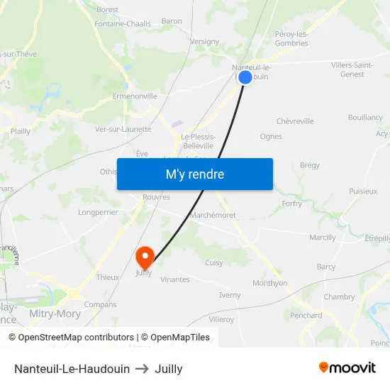 Nanteuil-Le-Haudouin to Juilly map