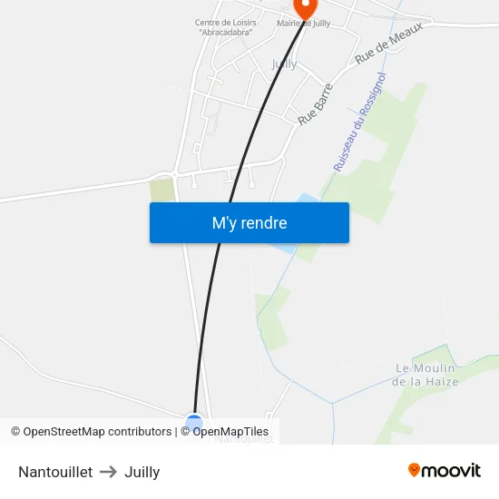 Nantouillet to Juilly map