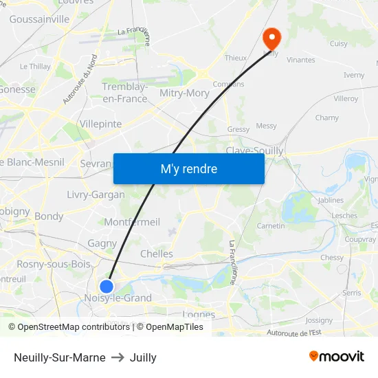 Neuilly-Sur-Marne to Juilly map