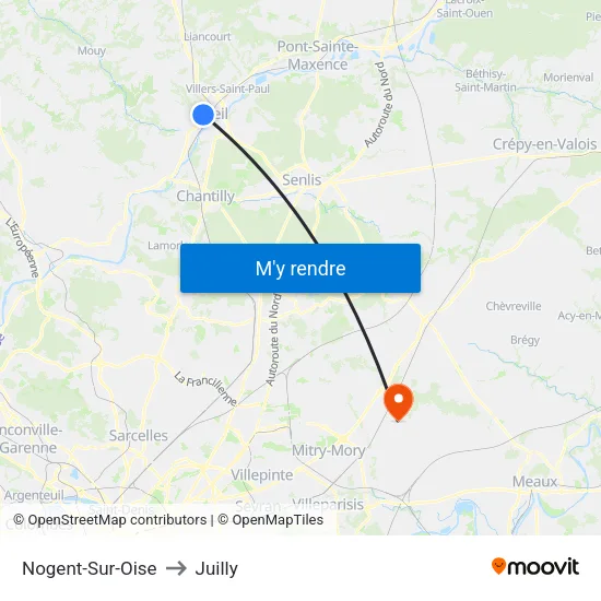 Nogent-Sur-Oise to Juilly map